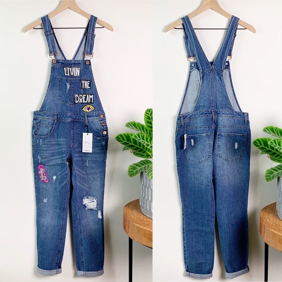F21 | Livin The Dream Distressed Overalls - Picture 2 of 7